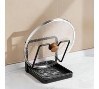 YZNHMQ Kitchen Pot Lid Storage Rack,Multifunctional Holder and Spoon Rest with Removable Drip Tray, Lid Holder While Cooking,Carbon Steel Pot Lid Holder Spoon Rest (Gray, Single-layer)