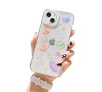 Yzniyzce Compatible for iPhone 16 Plus Case, Cute Clear Cases with Design Stars and Moon Bling Glitter Planet Aesthetic Soft Silicone Shockproof Cover Women Girls for iPhone 16 Plus 6.7'', Space