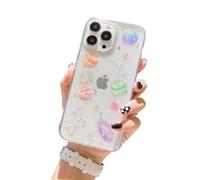 Yzniyzce Compatible with iPhone 15 Clear Case, Cute Cases with Design Sparkle Stars and Moon Bling Glitter Planet Aesthetic Soft TPU Silicone Shockproof Cover for Women Girls, Space(6,1 inch)