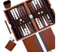 YZNlife Backgammon Set 2 players Classic Backgammon Sets for Board Game with Premium Leather Case for Travel Backgammon Set (18,Inch)
