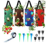 YZNlife Upside Down Tomato Planter- 4Pack 3 Gallon Hanging Strawberry Planter Durable Aeration Fabric Grow Bags for Vegetables,Strawberry grow bags