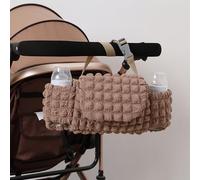 YZNLOQ Baby Pushchair Organiser Universal Stroller Organizer with 2 Cup Holder Large Capacity Baby Stroller Hanging Bubble Bag Mommy Bag Fits for Stroller Accssories and Most Strollers (Dark Khaki)