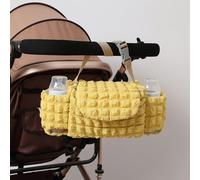YZNLOQ Baby Pushchair Organiser Universal Stroller Organizer with 2 Cup Holder Large Capacity Baby Stroller Hanging Bubble Bag Mommy Bag Fits for Stroller Accssories and Most Strollers (Yellow)