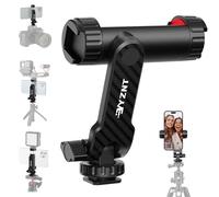 YZNT Phone Tripod Mount, Universal Smartphone Holder with 2 Cold Shoe Mount Adapter and 1/4" Standard Screw Thread, 360°Rotation & 180°Tilt Phone Clamp Compatible with iPhone & Android for Photography