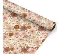 Yzogbry 17" X 17 ft Cute Boho Pink Beige Yellow Daisy Flowers Wrapping Paper Gift Wrap Roll for Wedding, Mother's Day, Baby Shower, Women Girls Gifts, Birthdays, Bridal Shower and Engagement