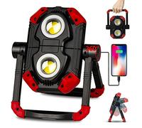 LED Work Light Rechargeable, 2 COB 2500LM Folding Portable Flood Light with Magnetic Base and 360° Rotation Stand, Waterproof Spotlights for Camping, Car Repairing, Emergency and Job Site Lighting