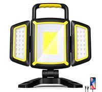 Yzoni Magnetic Light, Portable LED Work Light with 5 Modes, Rechargeable Battery, 3000 Lumen, Yellow, Waterproof