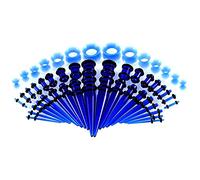 YzoTek 50 Pcs Ear Stretching Kit, 14G-00G Acrylic Tapers and Plugs, Silicone Tunnels Ear Gauges Expander Set, Body Piercing Jewelry Earrings for Women Men Girls Boys