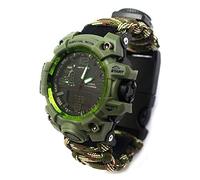 YzoTek 6 in 1 Outdoor Survival Bracelet Watch, Emergency Sports Waterproof Wristband First Aid Tools with Paracord, Compass, Thermometer, Whistle, Fire Starter for Camping & Adventure