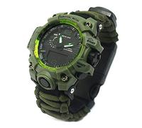 YzoTek 6 in 1 Outdoor Survival Bracelet Watch, Emergency Sports Waterproof Wristband First Aid Tools with Paracord, Compass, Thermometer, Whistle, Fire Starter for Camping & Adventure