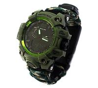 YzoTek 6 in 1 Outdoor Survival Bracelet Watch, Emergency Sports Waterproof Wristband First Aid Tools with Paracord, Compass, Thermometer, Whistle, Fire Starter for Camping & Adventure