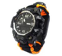 YzoTek 6 in 1 Outdoor Survival Bracelet Watch, Emergency Sports Waterproof Wristband First Aid Tools with Paracord, Compass, Thermometer, Whistle, Fire Starter for Camping & Adventure