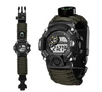 YZOTEK Multifunction Outdoor Survival Bracelet Watch, Emergency Sport Waterproof Wristband First Aid Tools with Paracord, Compass, Thermometer, Whistle, Fire Starter for Camping & Adventure