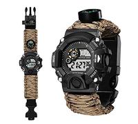 YZOTEK Multifunction Outdoor Survival Bracelet Watch, Emergency Sport Waterproof Wristband First Aid Tools with Paracord, Compass, Thermometer, Whistle, Fire Starter for Camping & Adventure