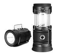 YZOTEK Portable Solar Camping Lantern Flashlights - Collapsible USB Rechargeable Tent Lamp, Night Emergency LED Lighting with 2 Power Supply Modes Support Charging for Phone(1 Pack)