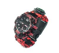 YzoTek Sports Survival Bracelet Watch, 6 in 1 Outdoor Emergency Waterproof Wristband First Aid Tools with Paracord, Compass, Thermometer, Whistle, Screwdriver for Camping & Adventure