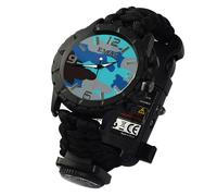YzoTek Sports Wrist Watch - Rechargeable Men's Multifunction Outdoor Survival Bracelet Emergency Wristband First Aid Tools with Paracord Multi-Lights Compass Whistle Thermometer