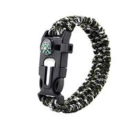 YzoTek Survival Camo Paracord Bracelet - 5 in 1 Sports Casual Wristband with Multi Emergency Tools Compass, Flint, Whistle for Wilderness Hunting & Fishing