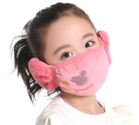 YzoTek TecHong Kids Winter Warm Windproof Mask with Fluffy Ear Covers - Thick Dustproof Breathable Mouth Cover Half Face Earflaps