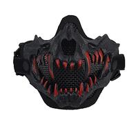 Yzpacc Airsoft Half Face Skull Masks Tactical Face Protection Mesh Mask for Halloween Cosplay Paintball CS Hunting Cosply