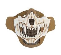 Yzpacc Airsoft Half Face Skull Masks Tactical Face with Ear Protection Mesh Mask for Halloween Cosplay Paintball CS Hunting Cosply