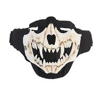 Yzpacc Airsoft Half Face Skull Masks Tactical Face with Ear Protection Mesh Mask for Halloween Cosplay Paintball CS Hunting Cosply