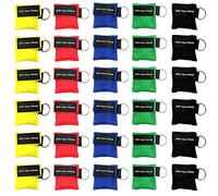 Yzpacc Set of 30 CPR Mask, Disposable CPR Shield Emergency Mask Key Chain Ring,with One-Way Valve Breathing Barrier for First Aid or AED Training