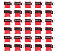 Yzpacc Set of 30 CPR Mask, Disposable CPR Shield Emergency Mask Key Chain Ring,with One-Way Valve Breathing Barrier for First Aid or AED Training