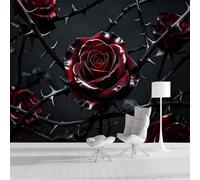 Yzpallescene Custom Size Wall Mural Dark Red Rose with Thorns Gothic Floral Art Deco Removable SelfAdhesive Wall Fabric Large Wallpaper Photo for Living Room