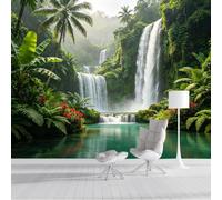 Yzpallescene Custom Size Wall Mural Tropical Waterfall Jungle Paradise Landscape Nature Scenery SelfAdhesive Wall Fabric Removable Peel and Stick Wallpaper Wall Decor for Living Room Bedroom Bathroom