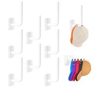 Yzpklhw Hat Hooks for Caps Storage, 8 Pack Multi-Purpose Hat Organizer, Strong Adhesive Hats Racks Mounted Adhesive Hats Hanger Strong Cap Hanger for Wall Walk-in Closet Or Changing Room (White)