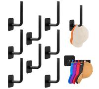 Yzpklhw Hat Hooks for Caps Storage, 8 Pack Multi-Purpose Hat Organizer, Strong Adhesive Hats Racks Mounted Adhesive Hats Hanger Strong Cap Hanger for Wall Walk-in Closet Or Changing Room (Black)