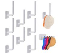 Yzpklhw Hat Hooks for Caps Storage, 8 Pack Multi-Purpose Hat Organizer, Strong Adhesive Hats Racks Mounted Adhesive Hats Hanger Strong Cap Hanger for Wall Walk-in Closet Or Changing Room (Grey)