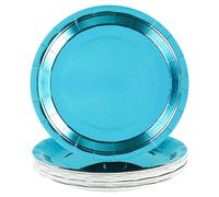 Yzpklhw Paper Plates for Dinner and Dessert, 30 Pcs Disposable Plates Party Supplies Pack, 7" Iridescent Party Supplies for Graduation Holiday Wedding Birthday Decorations(Blue (Blue)