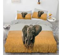 YZQGLHP African Elephant Bedding Single Bed Set - Animals Duvet Cover Sets 3 Pieces - Reversible Printed Quilt Cover and 2 Pillowcases - Soft Brushed Microfiber, with Zipper Closure