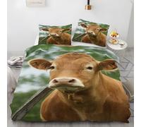 YZQGLHP Animal Bedding Bed Set - Wild Cattle Duvet Cover Sets 3 Pieces 155x220cm - Reversible Printed Quilt Cover and 2 Pillowcases - Soft Brushed Microfiber, with Zipper Closure