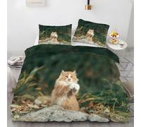 YZQGLHP Animal Bedding King Bed Set - Siberian Cat Duvet Cover Sets 3 Pieces - Reversible Printed Quilt Cover and 2 Pillowcases - Soft Brushed Microfiber, with Zipper Closure