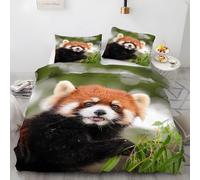 YZQGLHP Animal Bedding Super King Bed Set - Red Panda Duvet Cover Sets 3 Pieces - Reversible Printed Quilt Cover and 2 Pillowcases - Soft Brushed Microfiber, with Zipper Closure