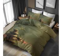 YZQGLHP Bamboo Motifs Double Duvet Cover Zen-Inspired Stone Patterns Bedding Double Bed Set with Zipper Lightweight Microfibre Quilt Cover with 2 Pillowcases 50x75cm
