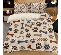 YZQGLHP Bones Duvet Cover Sets Paw Print Duvet Cover Microfibre 3 Piece with Zipper Closure Soft Cosy Bedding Reversible Quilt Cover 100 X 120 cm and 2 Pillow Cases 50 X 75 cm