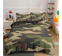 YZQGLHP Camo Bedding Double Bed Set - Army Green Duvet Cover Sets 3 Pieces - Reversible Printed Quilt Cover and 2 Pillowcases - Soft Brushed Microfiber, with Zipper Closure