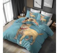YZQGLHP Chihuahua Single Duvet Cover Set Cute Modern Style Soft Single Bedding Microfibre Lightweight Quilt Cover with Zipper and 2 Pillowcase 50x75cm