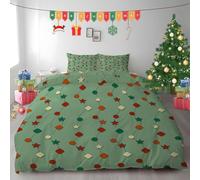 YZQGLHP Christmas Day Single Duvet Cover Set Christmas Fairy Lights 3D Print Single Bedding Easy Care Soft Microfiber Duvet Cover with Zip Closure and 2 Pillowcases 50x75 Cm