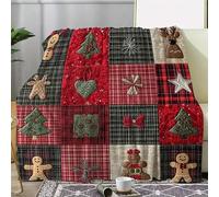 YZQGLHP Christmas Day Throw Blanket Gingerbread Man Blankets and Throws Plaid 3D Flannel Blanket 180x200 cm, Lightweight Microfiber Versatile Blanket Throw for Bed Sofa Settees Couch Office