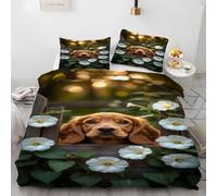 YZQGLHP Cocker Spaniel Bedding Super King Bed Set - Morning Glory Duvet Cover Sets 3 Pieces - Reversible Printed Quilt Cover and 2 Pillowcases - Soft Brushed Microfiber, with Zipper Closure