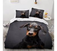 YZQGLHP Doberman Pinscher Bedding Super King Bed Set - Animals Duvet Cover Sets 3 Pieces - Reversible Printed Quilt Cover and 2 Pillowcases - Soft Brushed Microfiber, with Zipper Closure