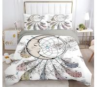 YZQGLHP Dreamcatcher Double Duvet Cover Abstract Moon Bedding Double Bed Set with Zipper Lightweight Microfibre Quilt Cover with 2 Pillowcases 50x75cm