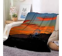 YZQGLHP Ferris Wheel Throw Blanket Sunset 3D Flannel Blanket 180x200 cm, Lightweight Microfiber Versatile Blankets and Throws for Bed Sofa Settees Couch Office