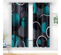 YZQGLHP Geometric Spirals Curtain, Suitable for Bedroom and Living Room, White Circles Blackout Curtains, Eyelet Curtains，Heatstroke and Cold Prevention,W52 xL84 (2 Pieces)