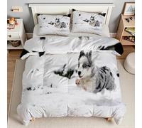 YZQGLHP Gray Cat Super King Duvet Pets Quilt for All Seasons, Machine Washable Duvets- Lightweight Soft Comforter 260x220cm and 2 Pillowcases 50x75cm